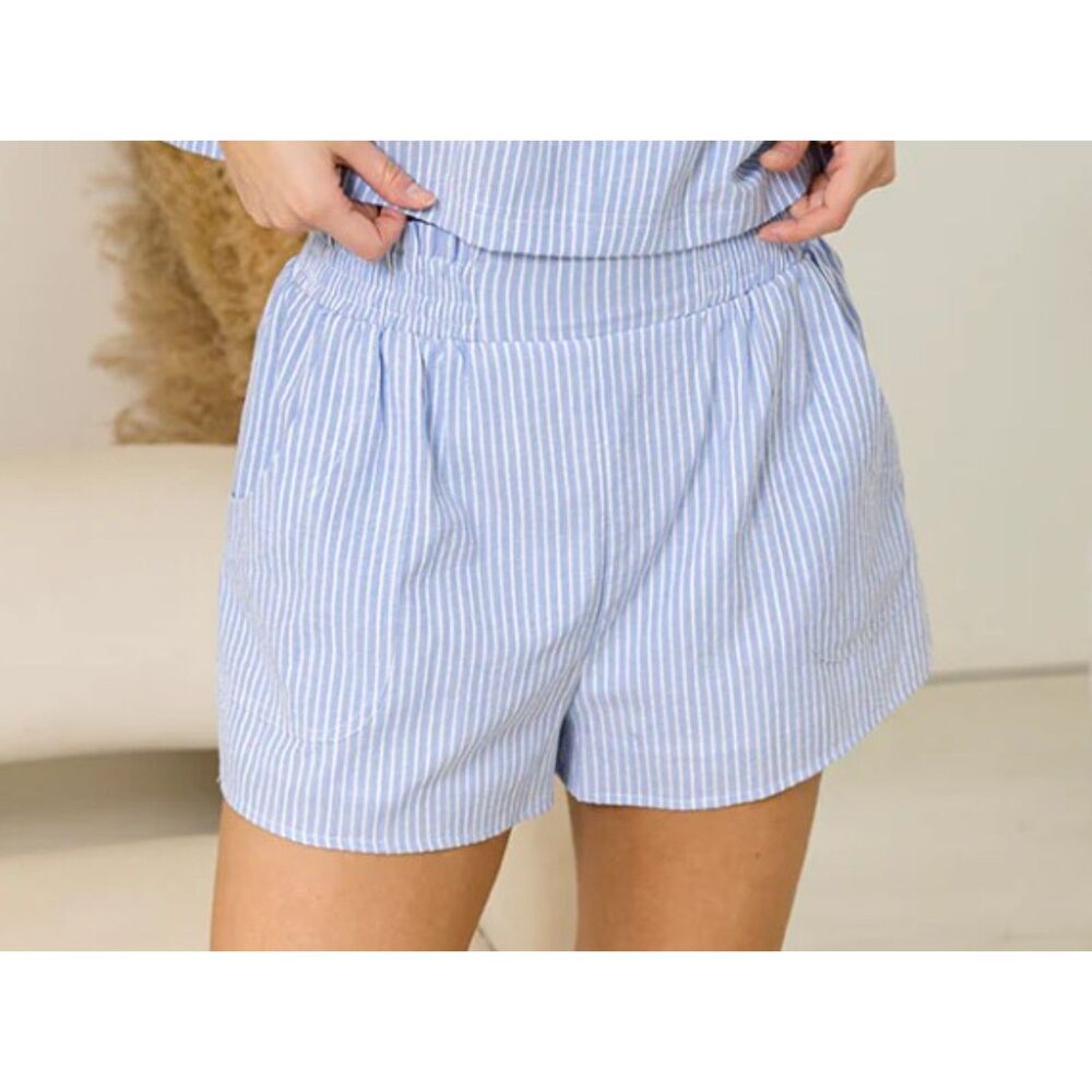 Blue Gauze Stripe Shorts